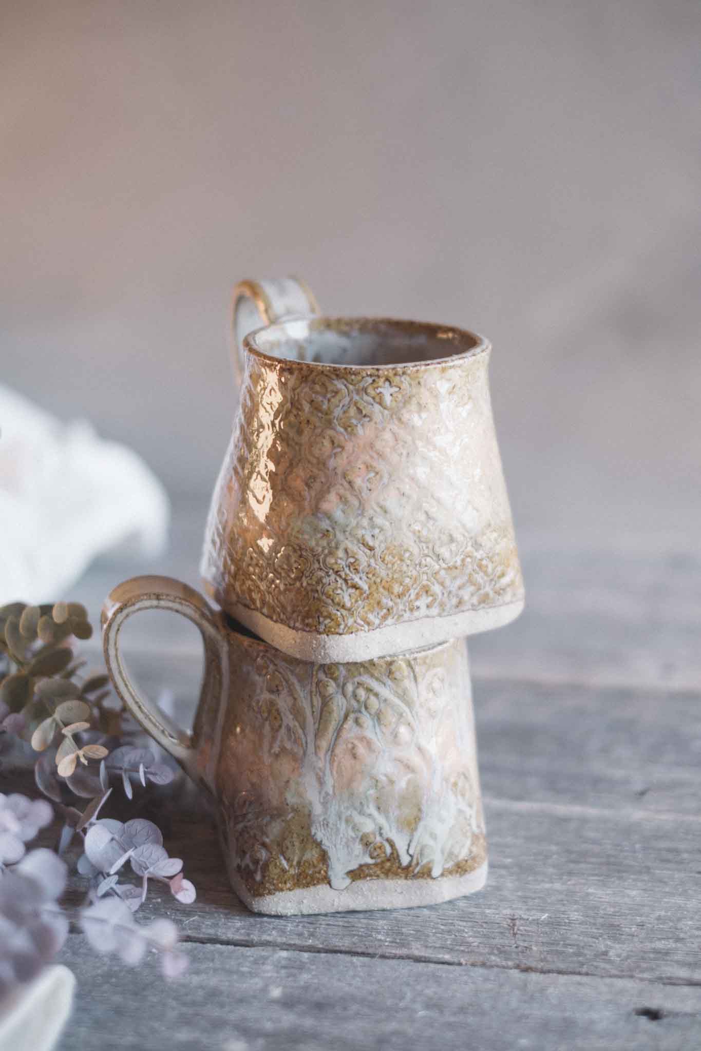 Large Handbuilt Square Mug —  Pattern