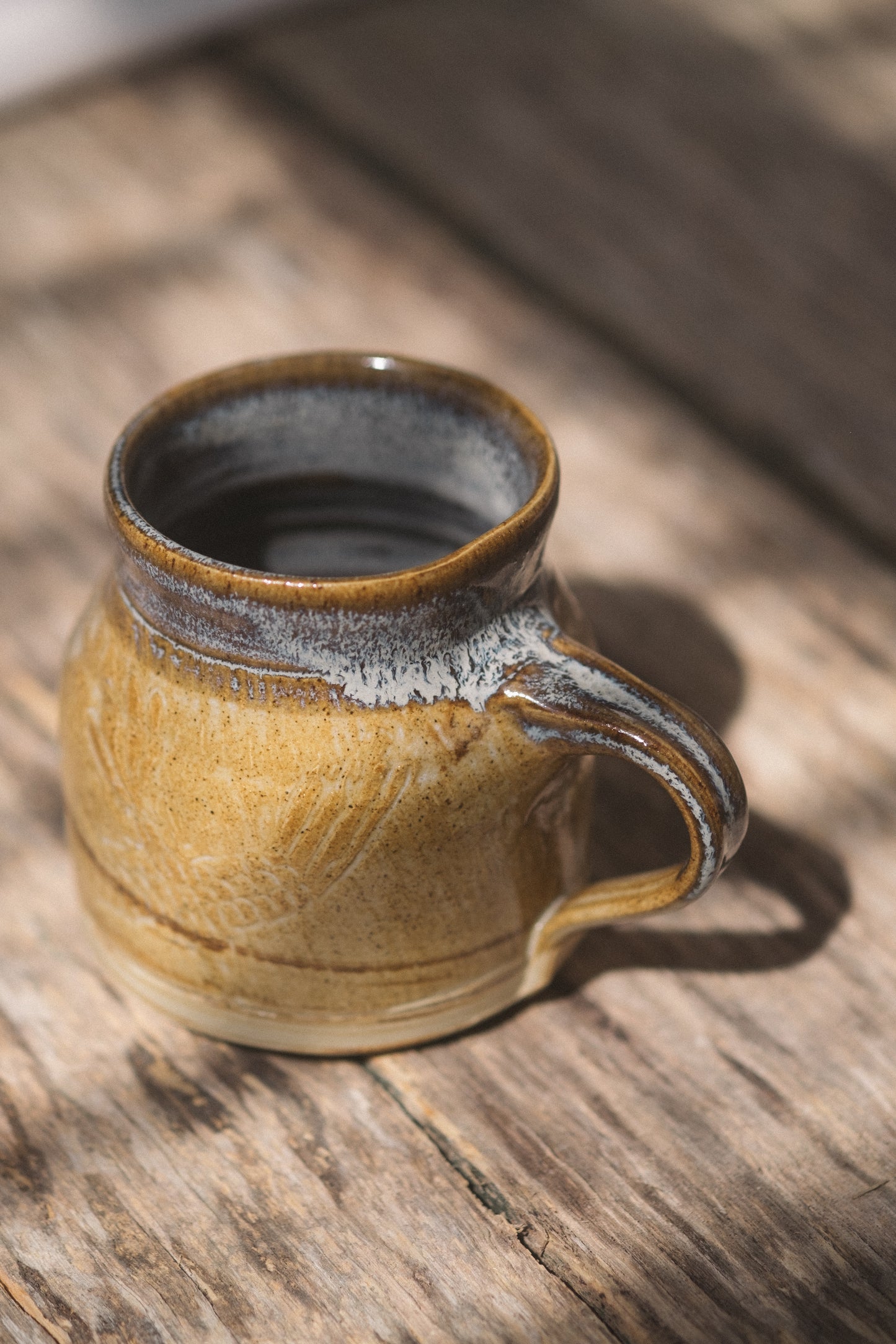 Carved Bird Handmade Mug