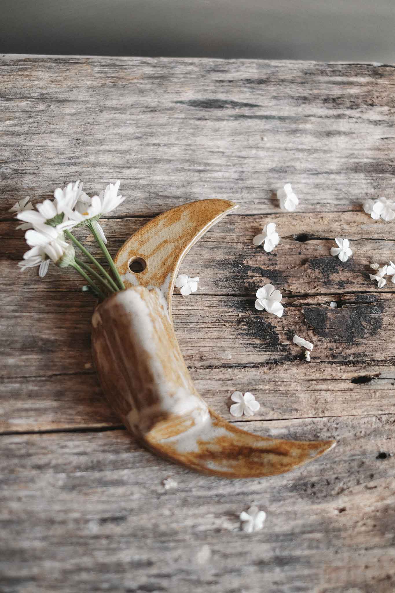 Handcrafted Crescent Moon Wall Planter