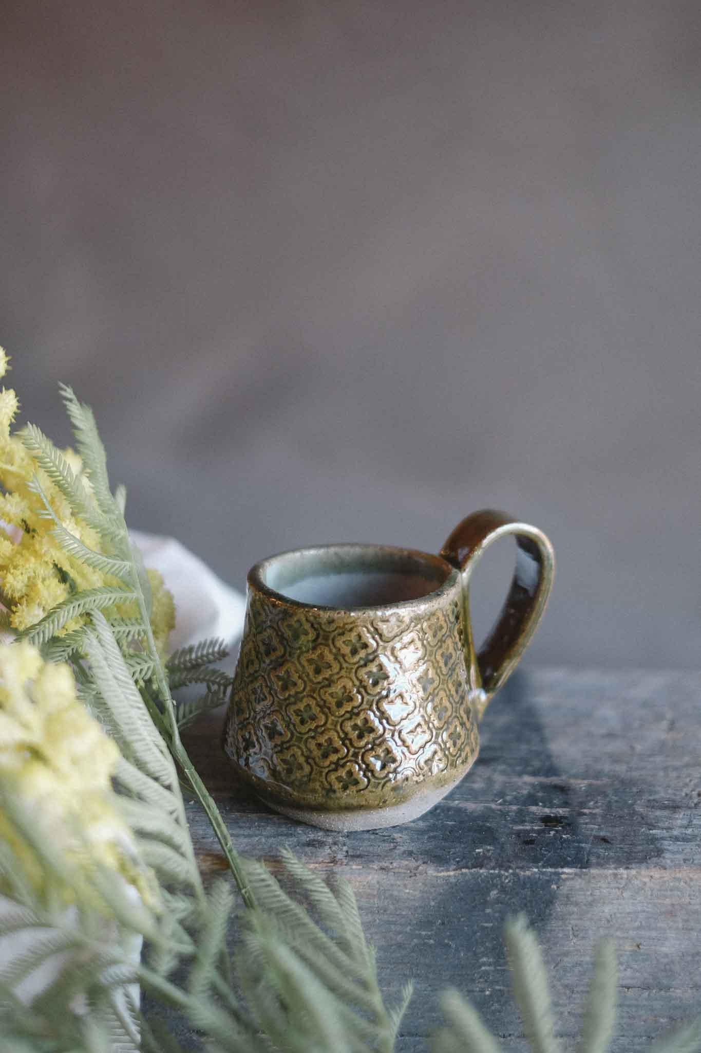 Handbuilt Ceramic Mug — Jade Pattern