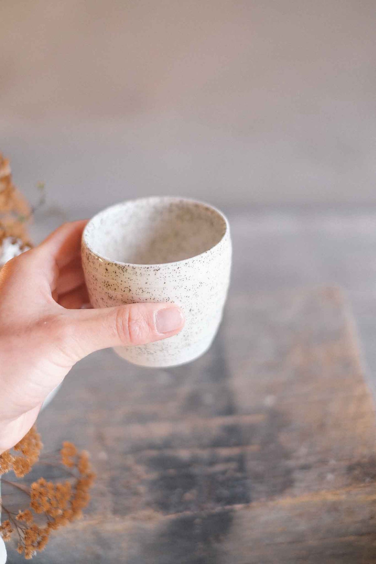 Cortado Cup – White Speckle with Crackle Glaze