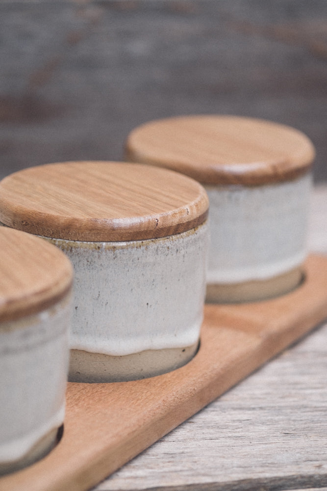 Wild Clay Jar Trio with Tas Oak Lids