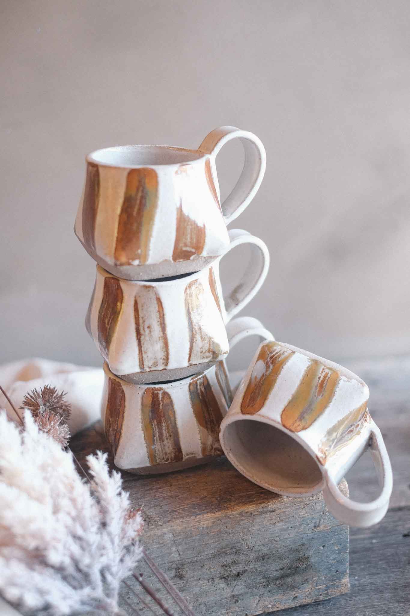The Folded Mug — Lichen Striped