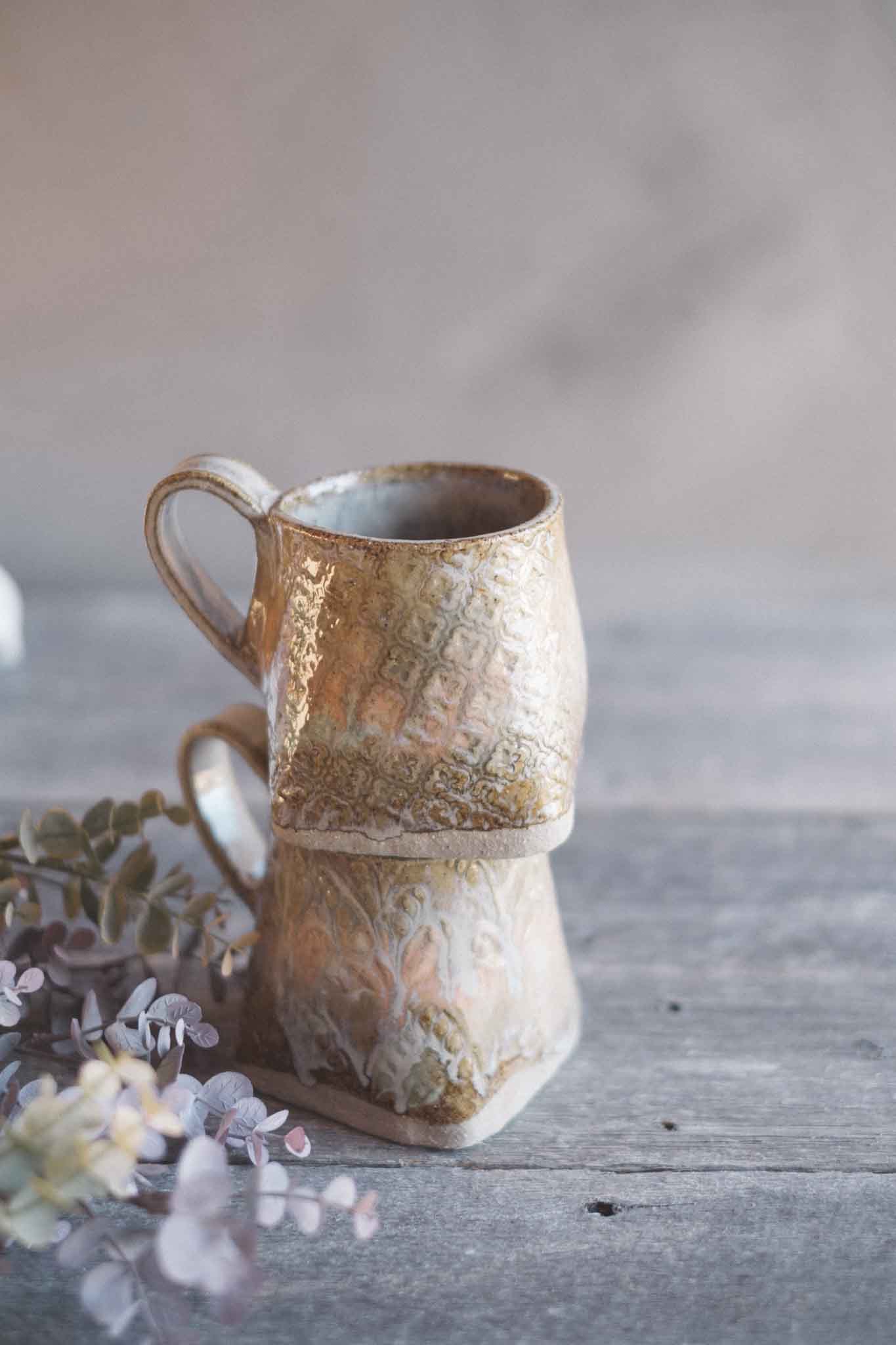 Large Handbuilt Square Mug —  Pattern
