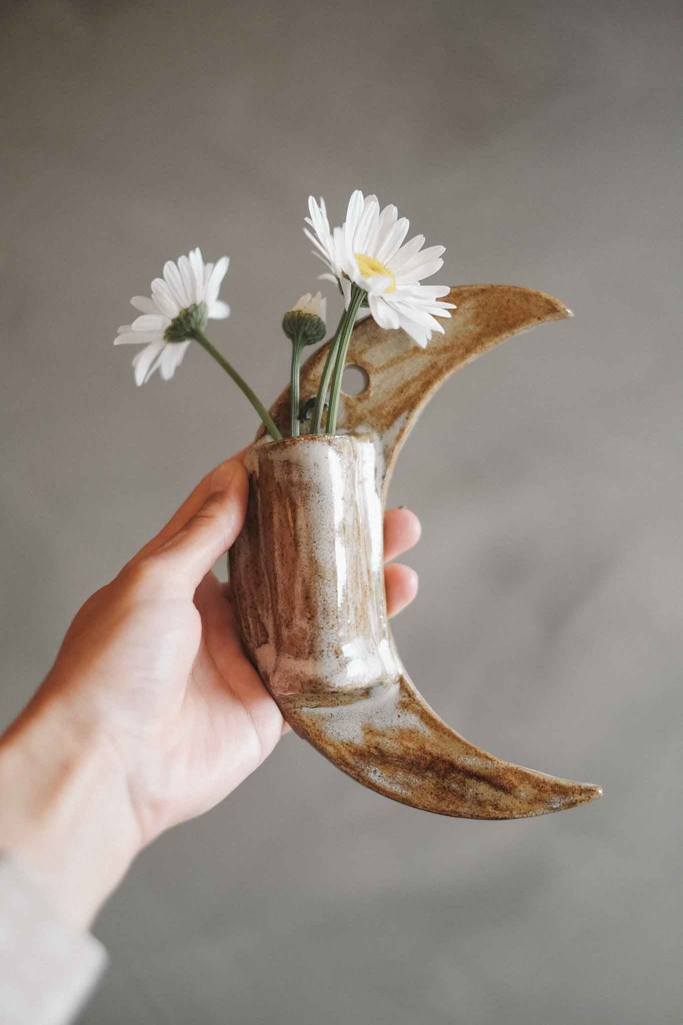 Handcrafted Crescent Moon Wall Planter