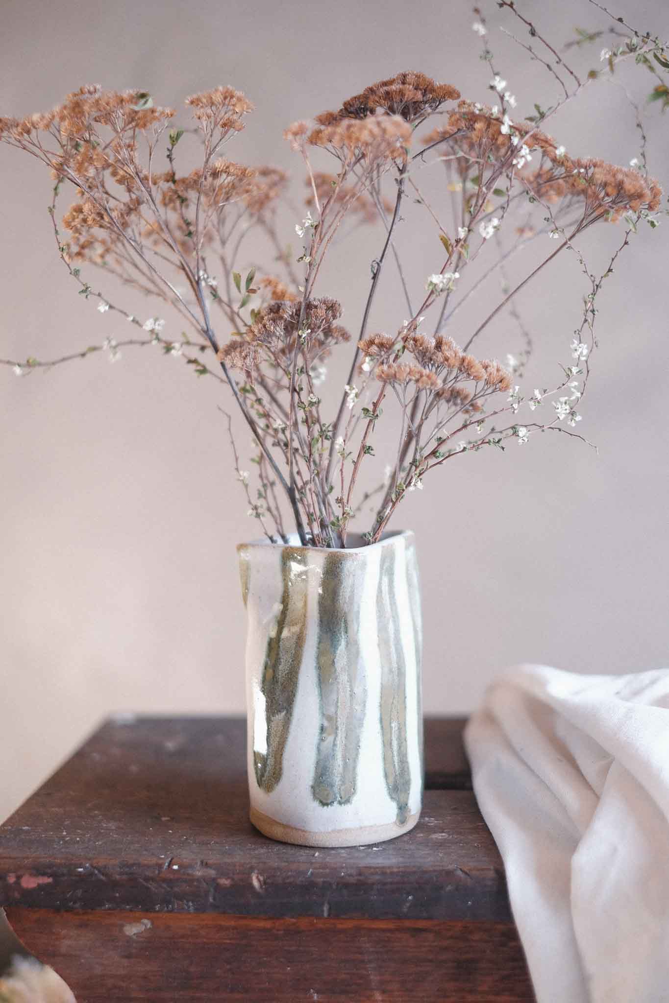 Seaweed Stripe Wabi-Sabi Vase — Medium 14cm x 8cm