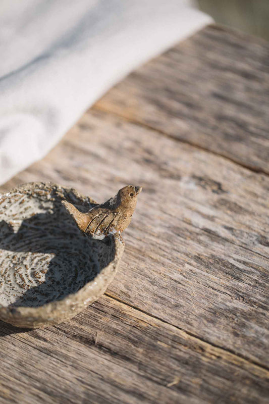 Bird Nest Trinket Dish — With Sculpted Bird