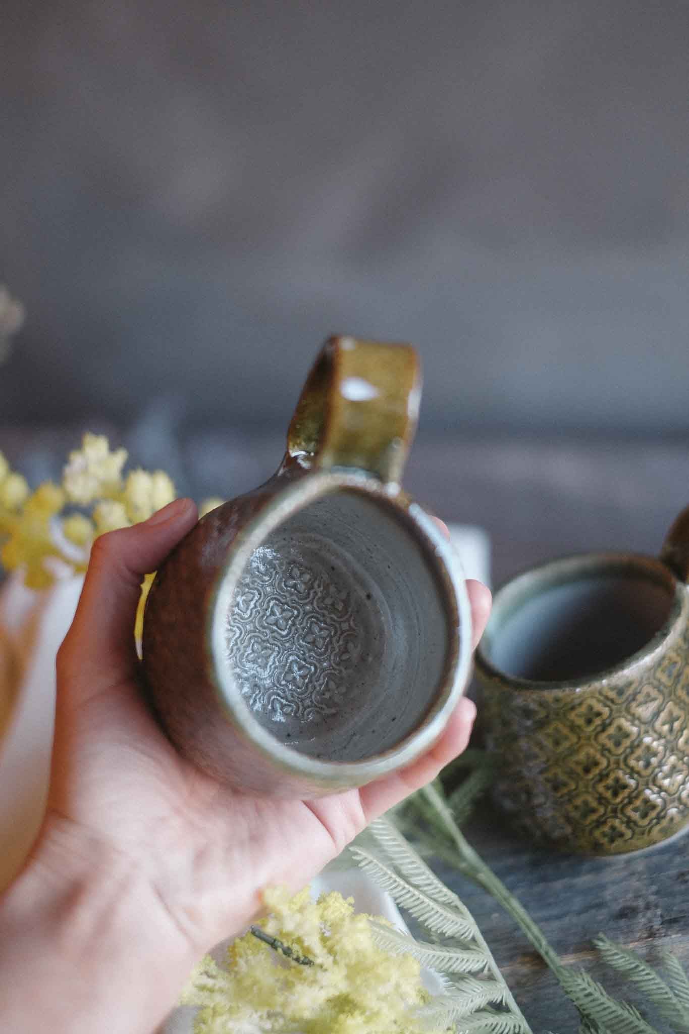 Handbuilt Ceramic Mug — Jade Pattern