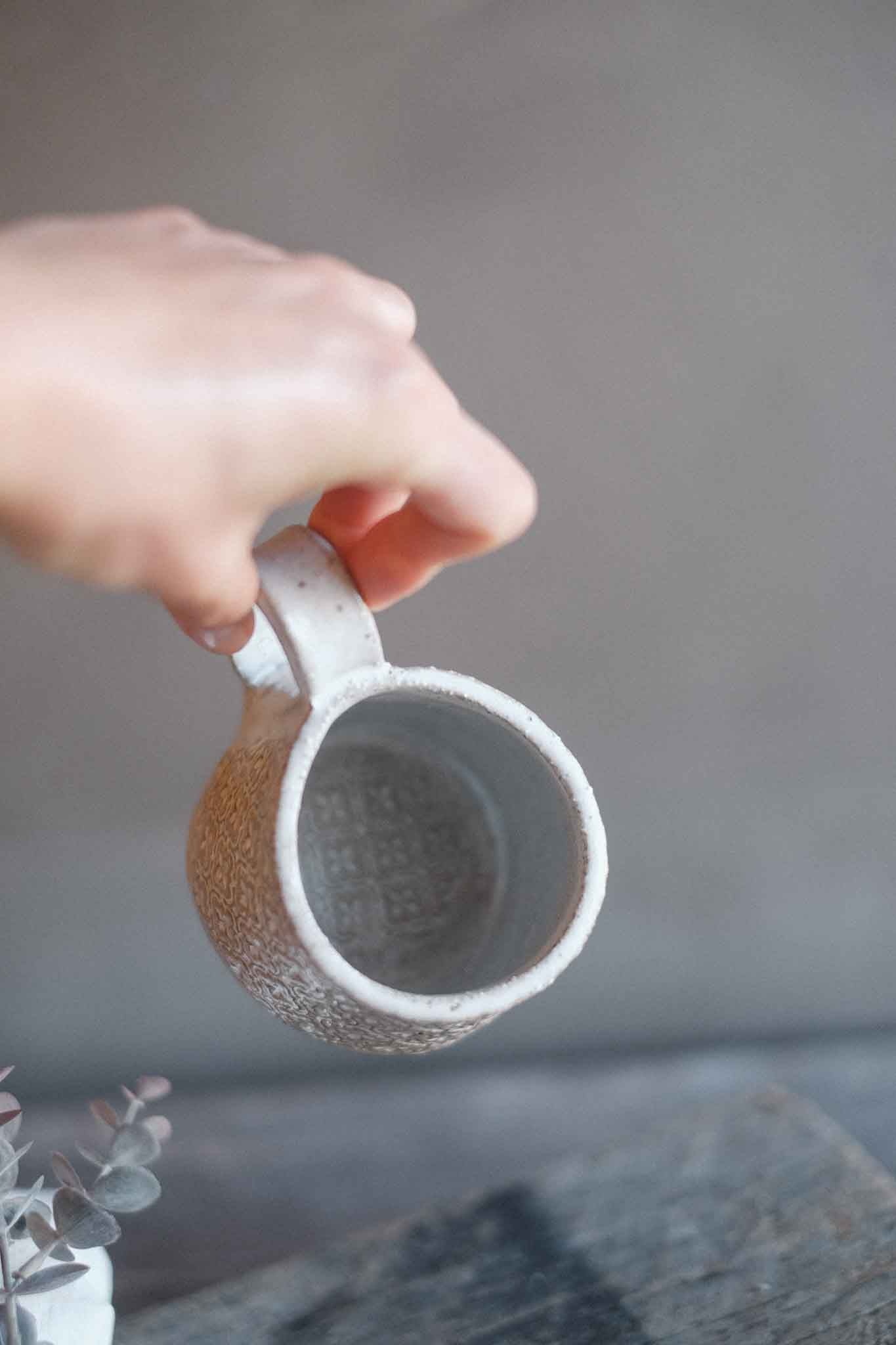 Handbuilt Ceramic Mug — White Pattern