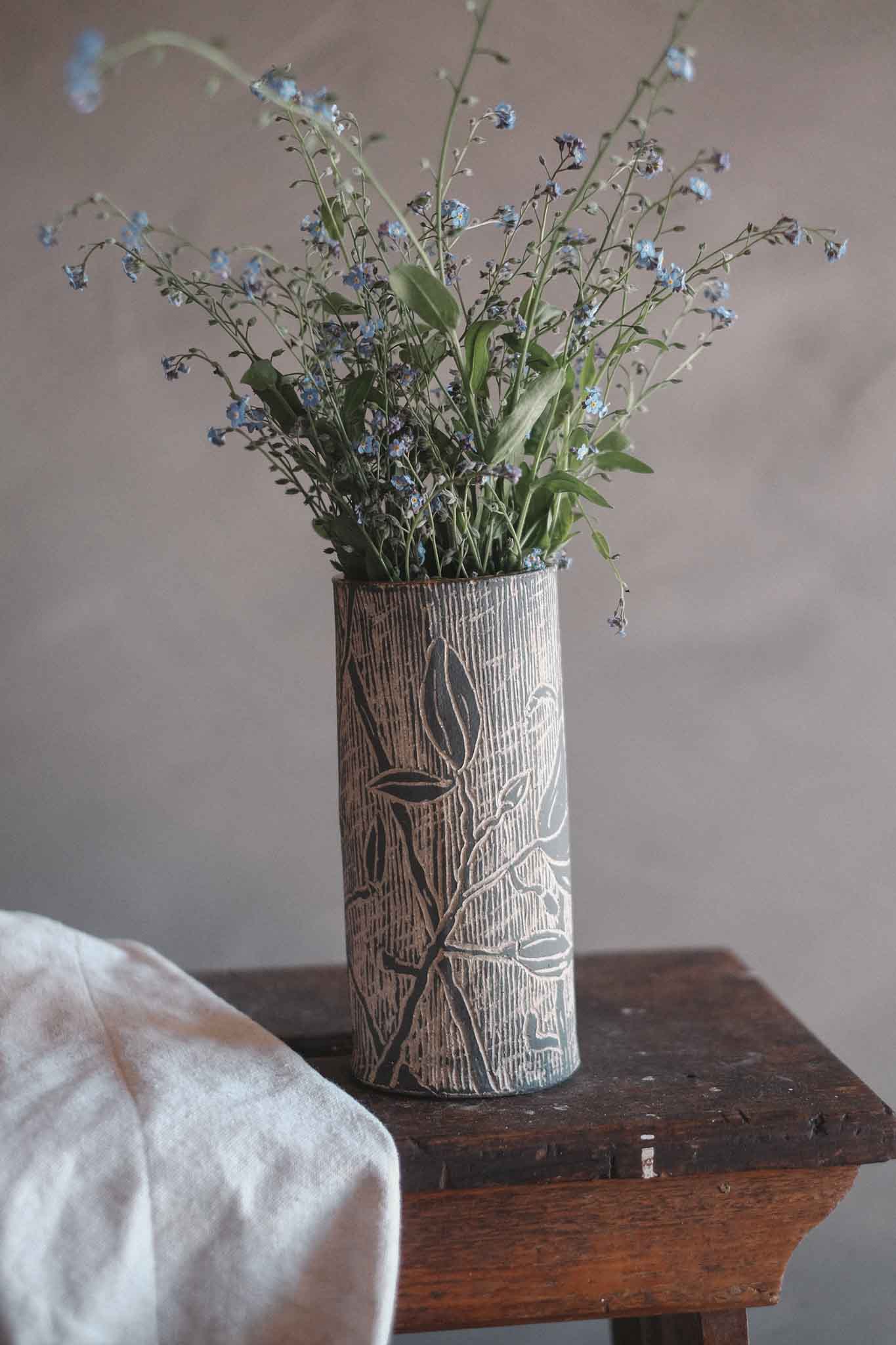 Carved Bird & Floral Vase | Large — in collaboration with Jane Chapman