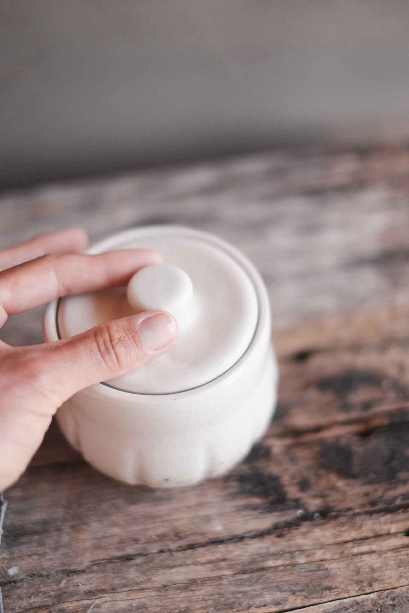 White Stoneware Jar — Snowflake Crackle Glaze