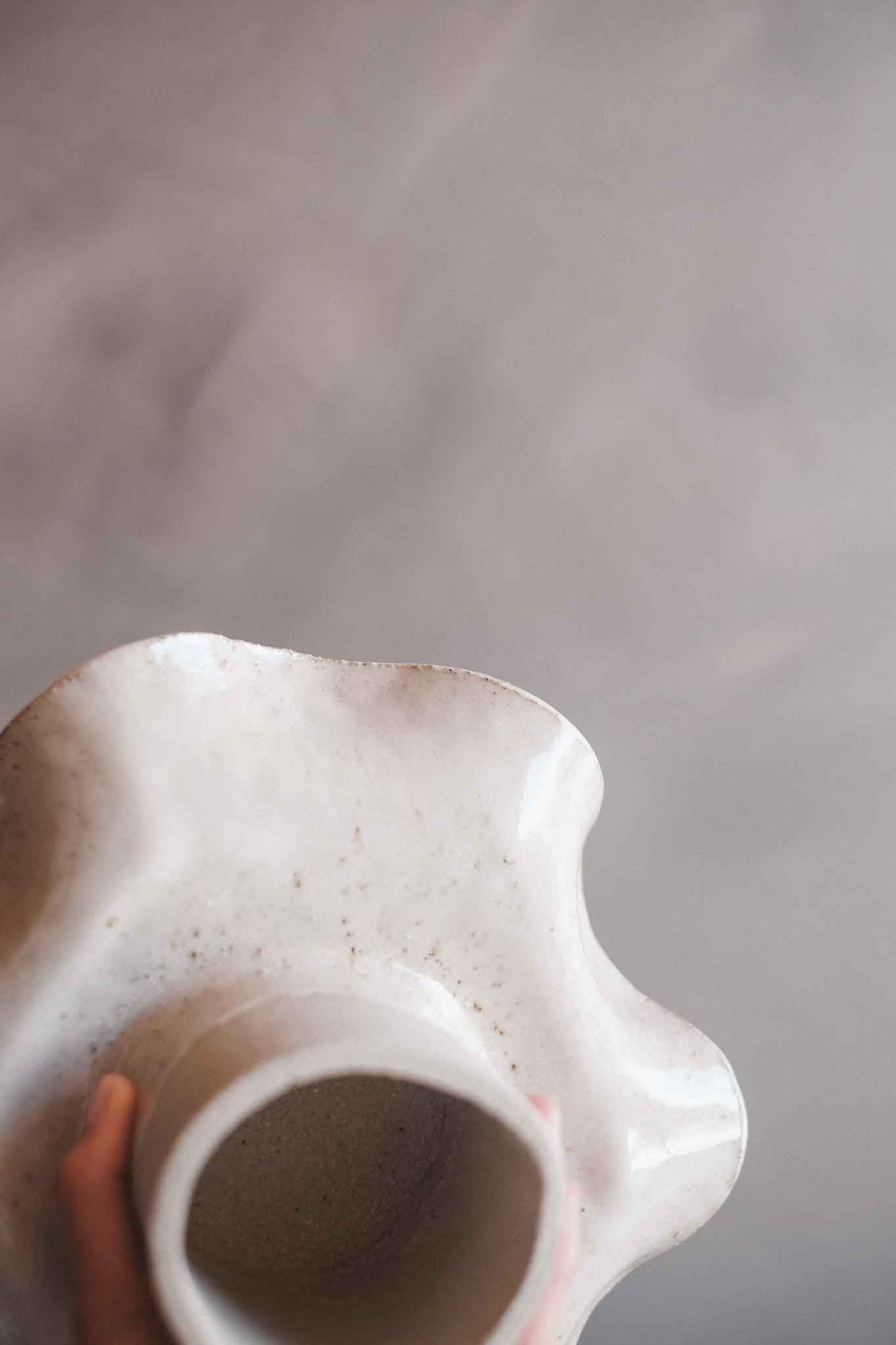 Pedestal Bowl with Organic Ruffle