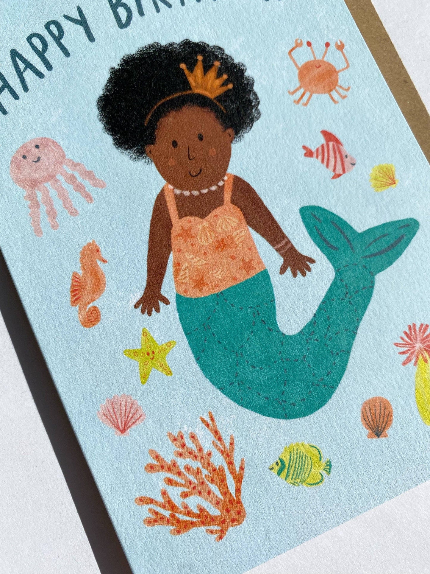 Mermaid "Happy Birthday" Card - Kids Cute Birthday Card