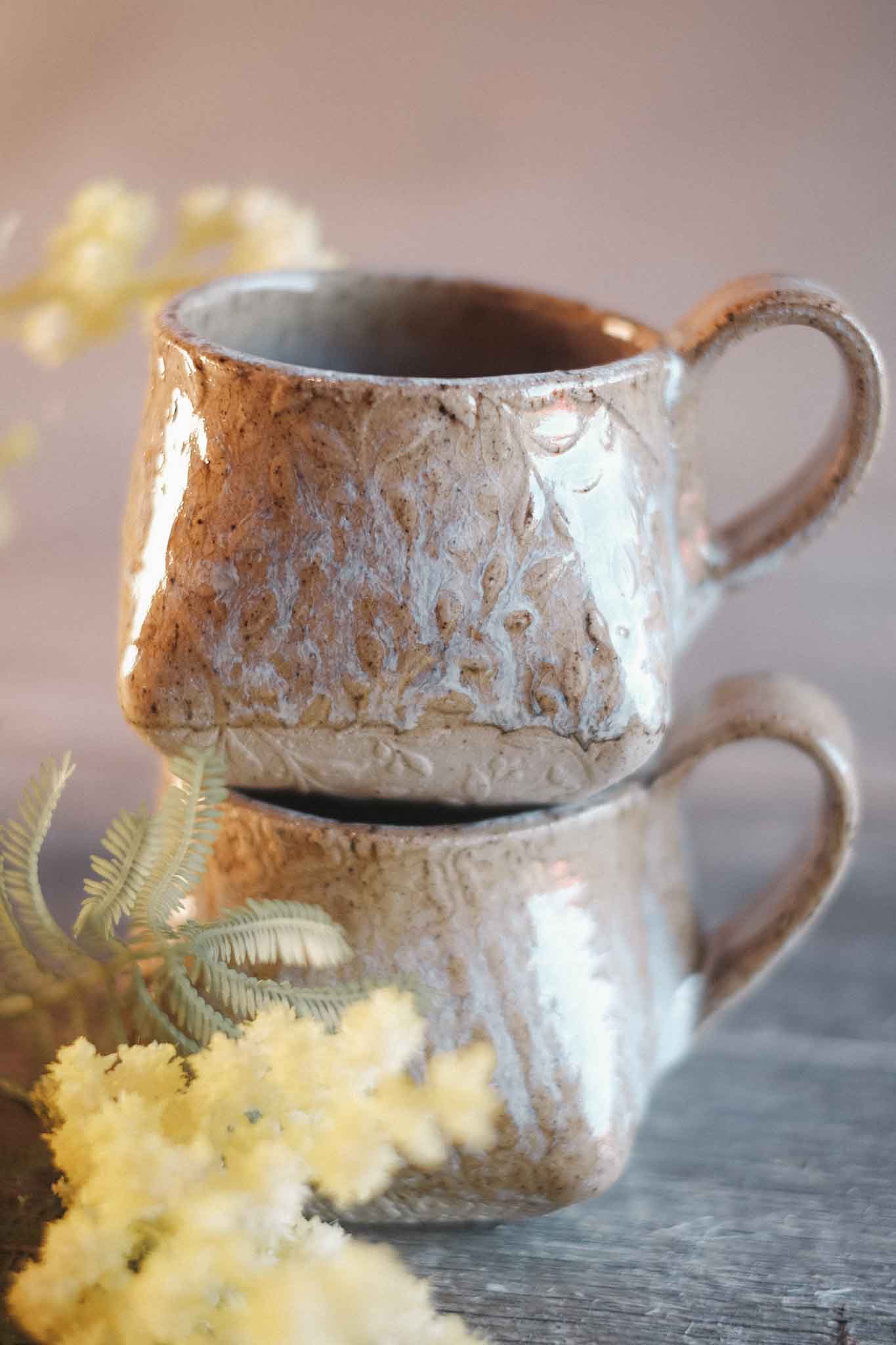 The Folded Mug — Opal Crackle Glaze