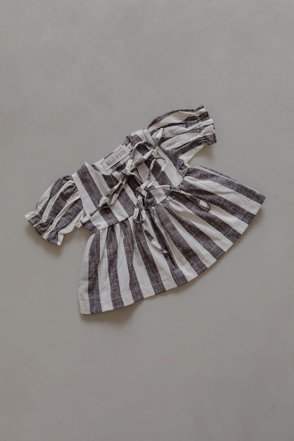 LINEN STRIPE TOP | CHARCOAL