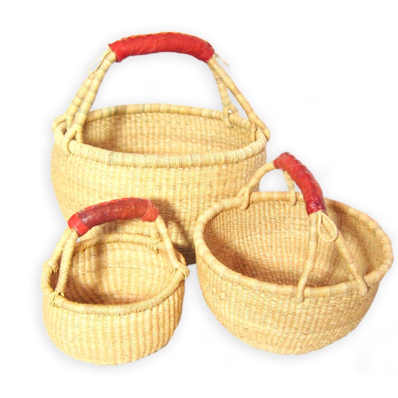 Medium Round Bolga Basket | Natural