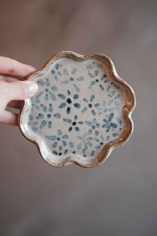 Botanical — Flower Plate — Blue Oxide Wash
