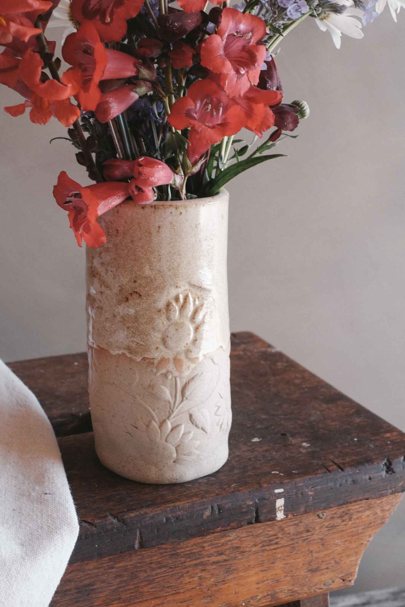 Floral Imprint Slab-Built Vase 2