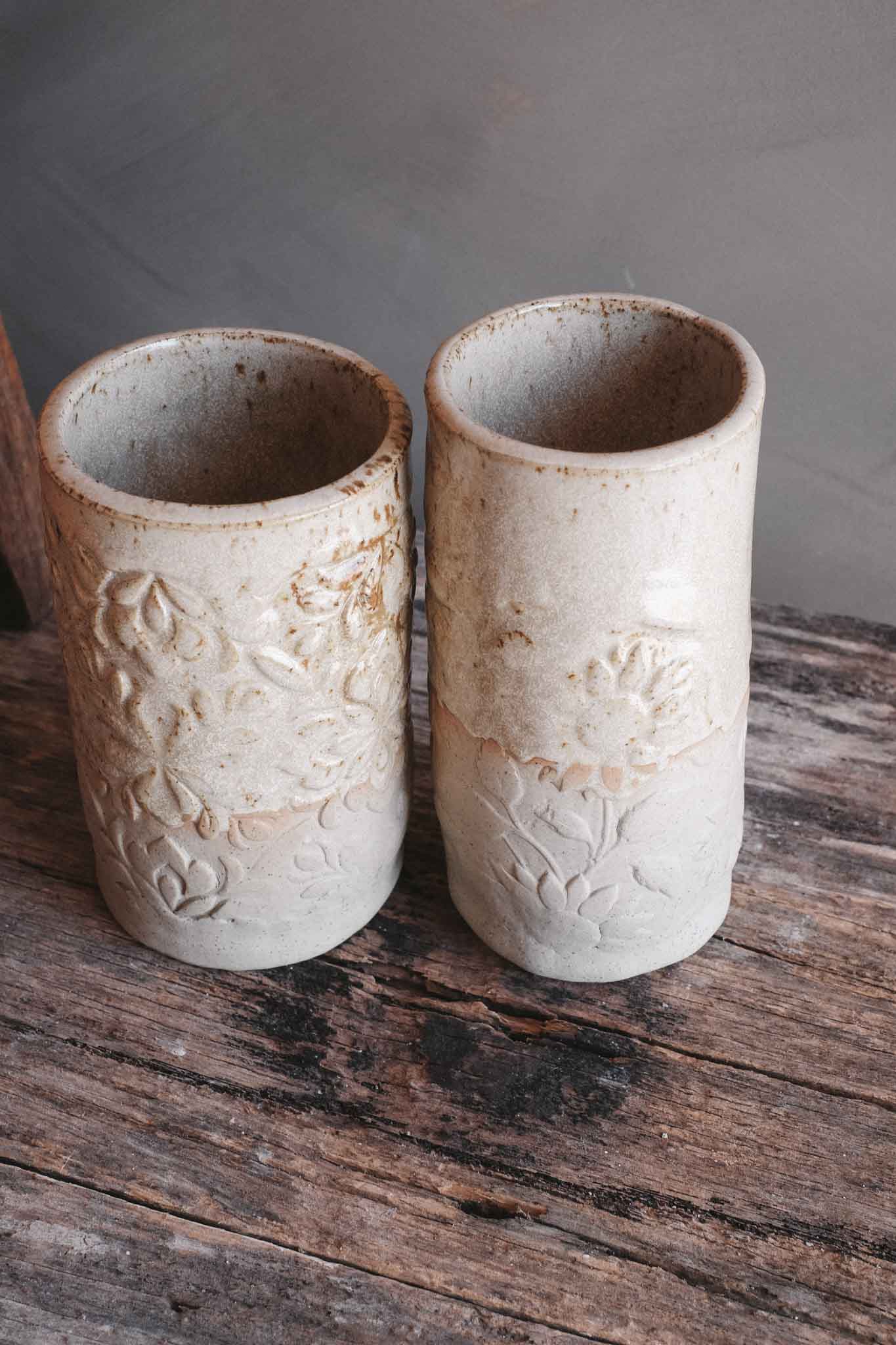 Floral Imprint Slab-Built Vase 2