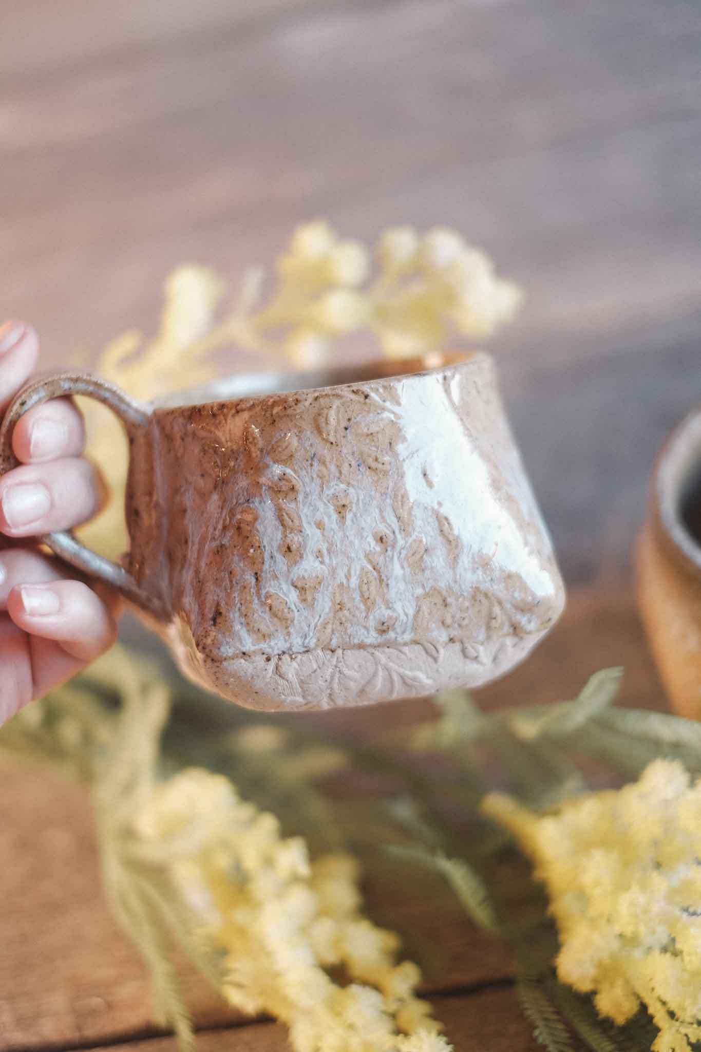 The Folded Mug — Opal Crackle Glaze