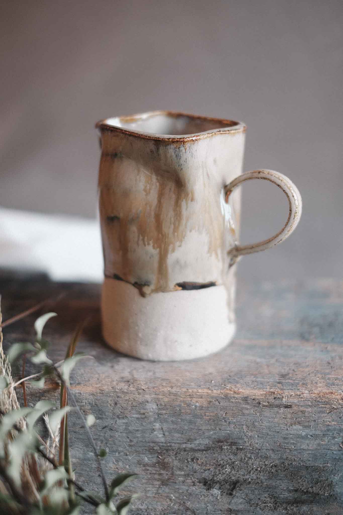 Handled Ruffle Vase — Wabi-Sabi Milk Jug Form — Medium
