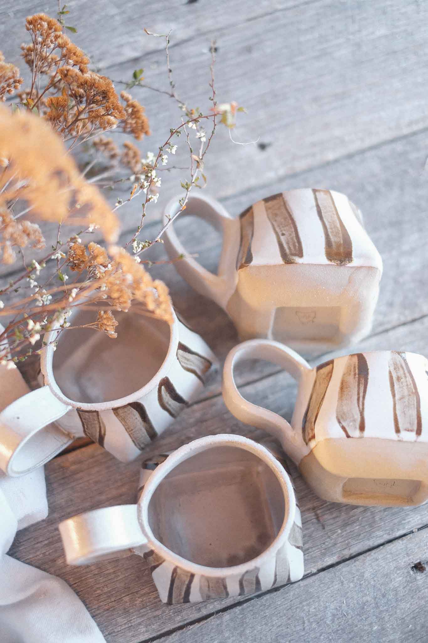 The Folded Mug — Brown Striped 300ml