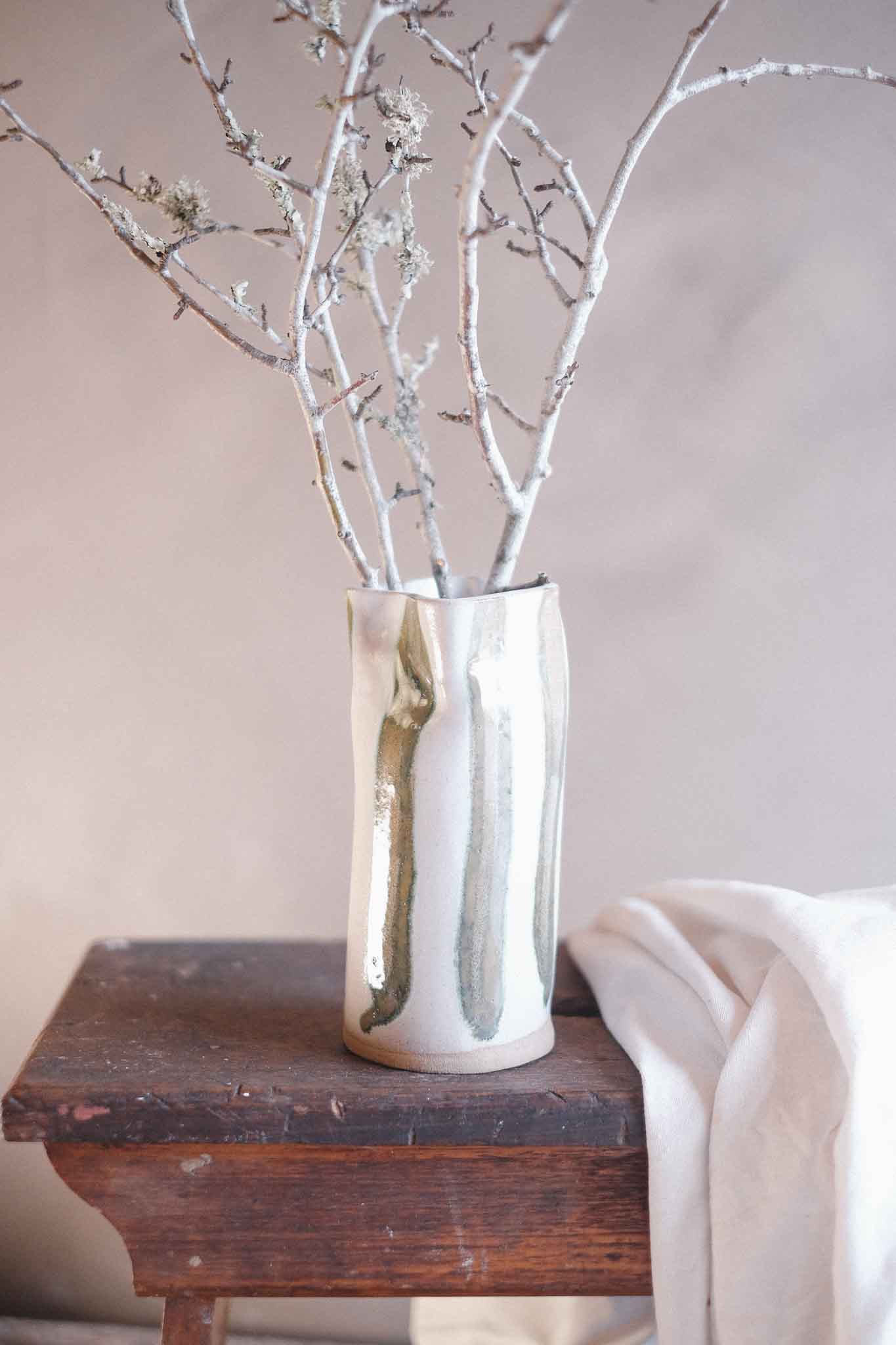 Seaweed Stripe Wabi-Sabi Vase — Large 18cm x 8cm