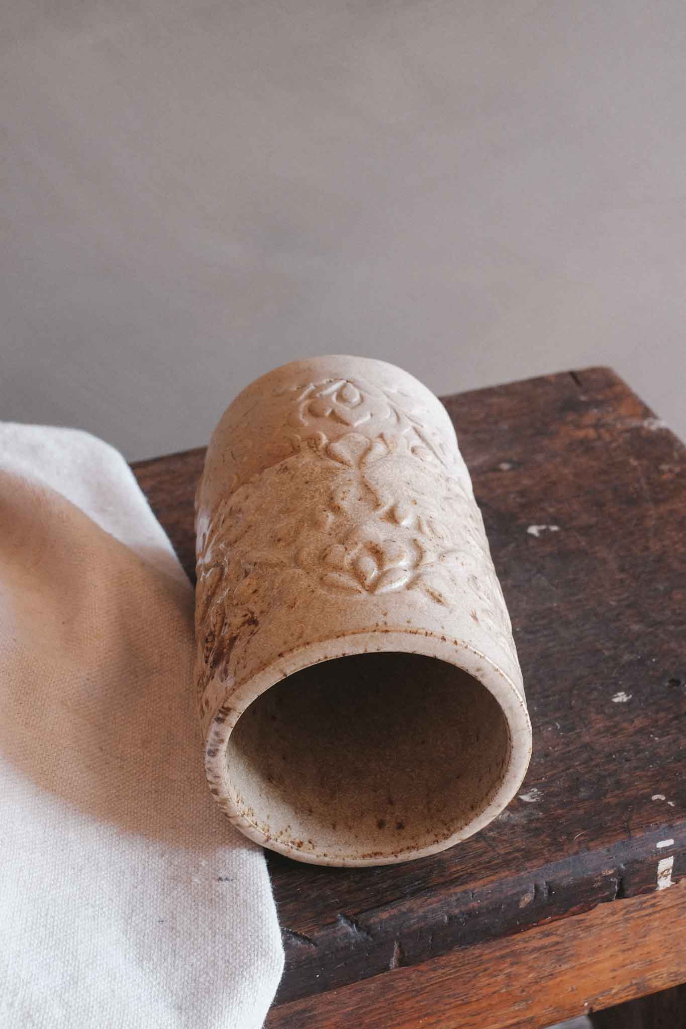 Floral Imprint Slab-Built Vase 1