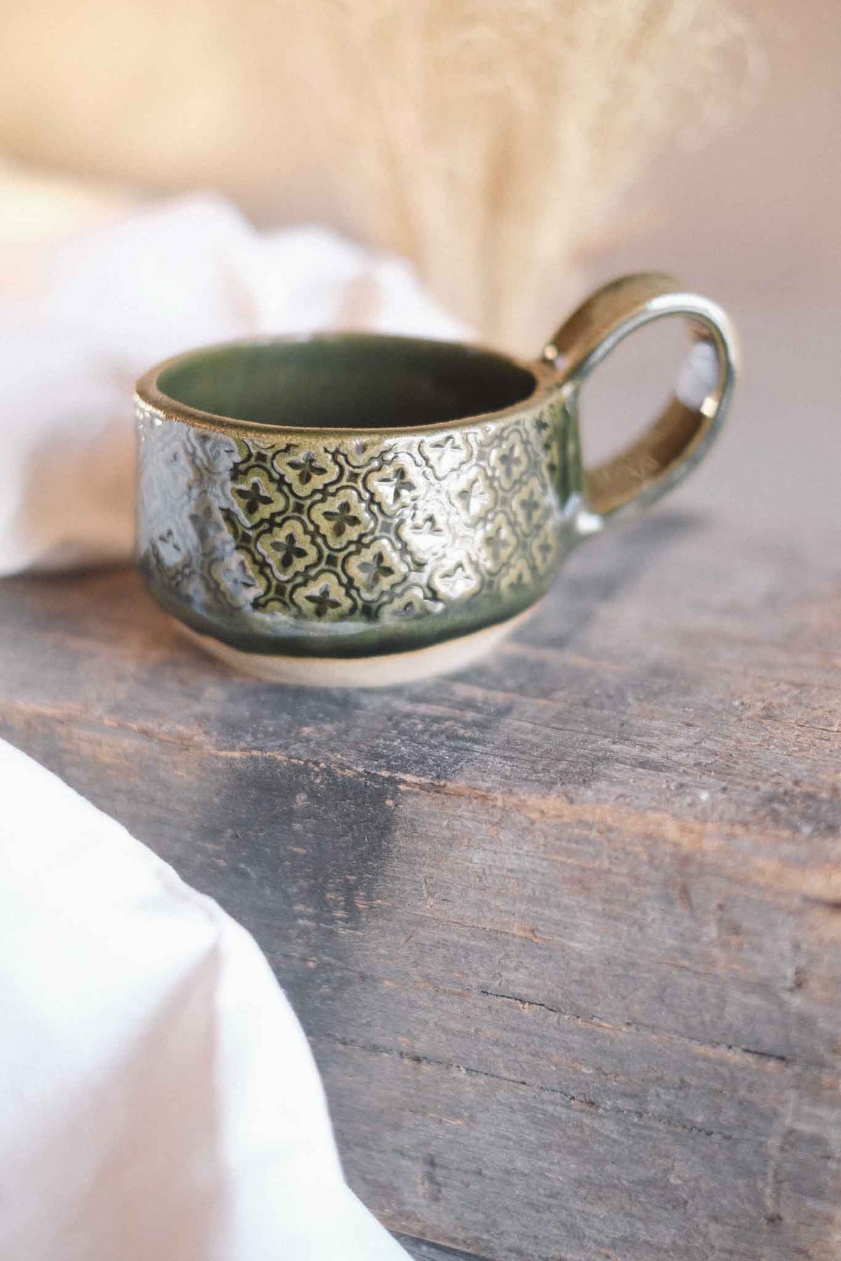 Handbuilt Ceramic Cup — Jade Pattern