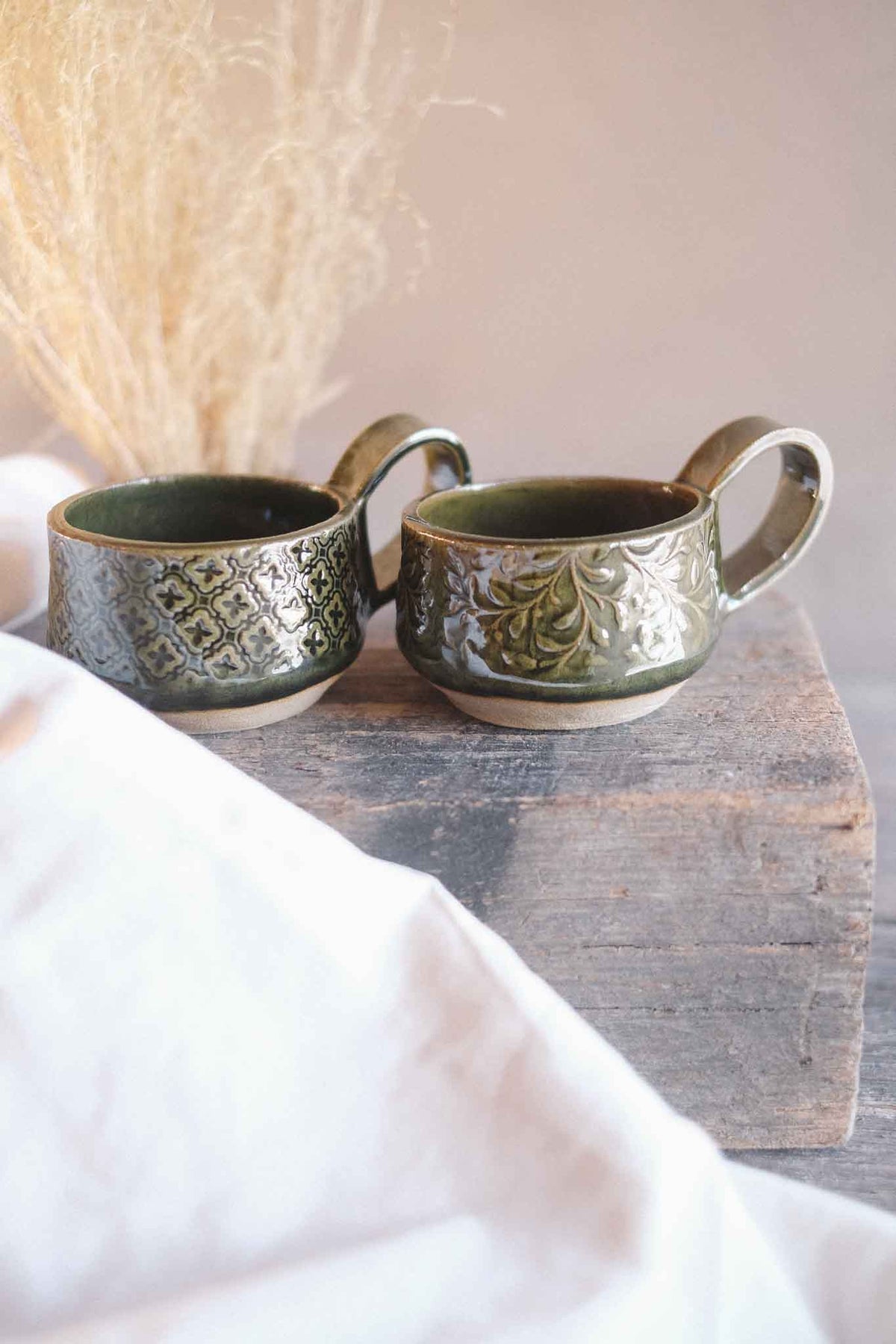 Handbuilt Ceramic Cup — Jade Pattern