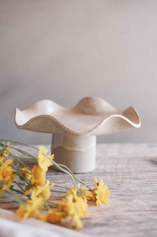 Pedestal Bowl with Organic Ruffle