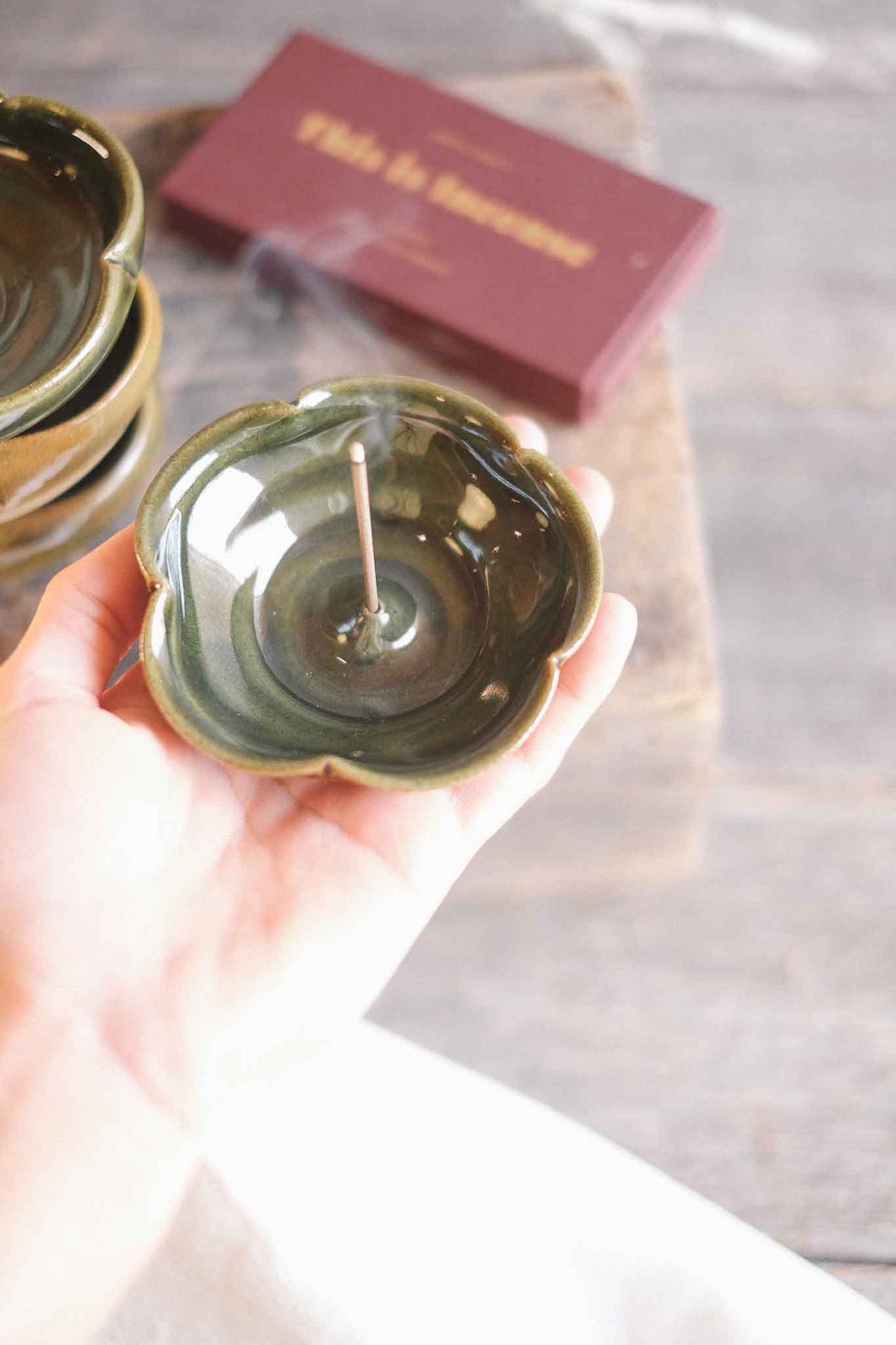 Incense Dish — Jade Floral