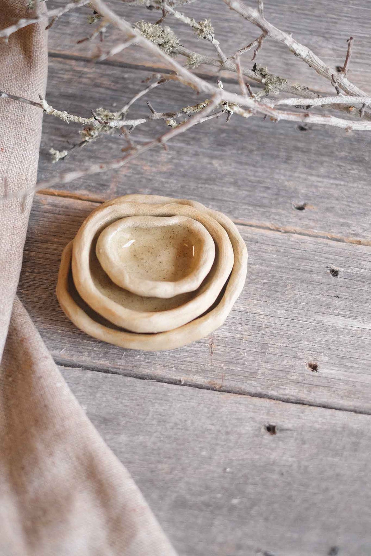 Rock Dishes – Set of 3 – Wild Clay, Clear Glaze