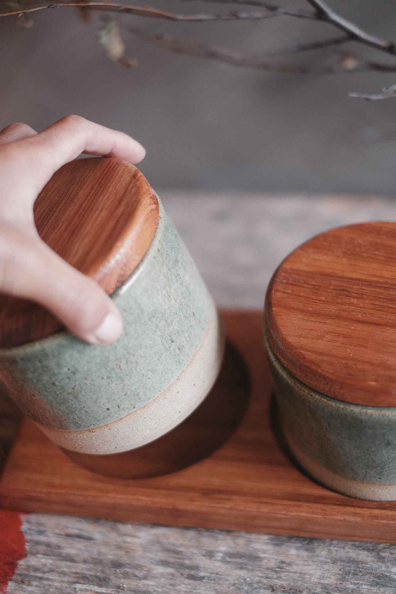 Three-Piece Pantry Jar Set — Blackwood & Wild Clay (40 × 15 × 13cm)