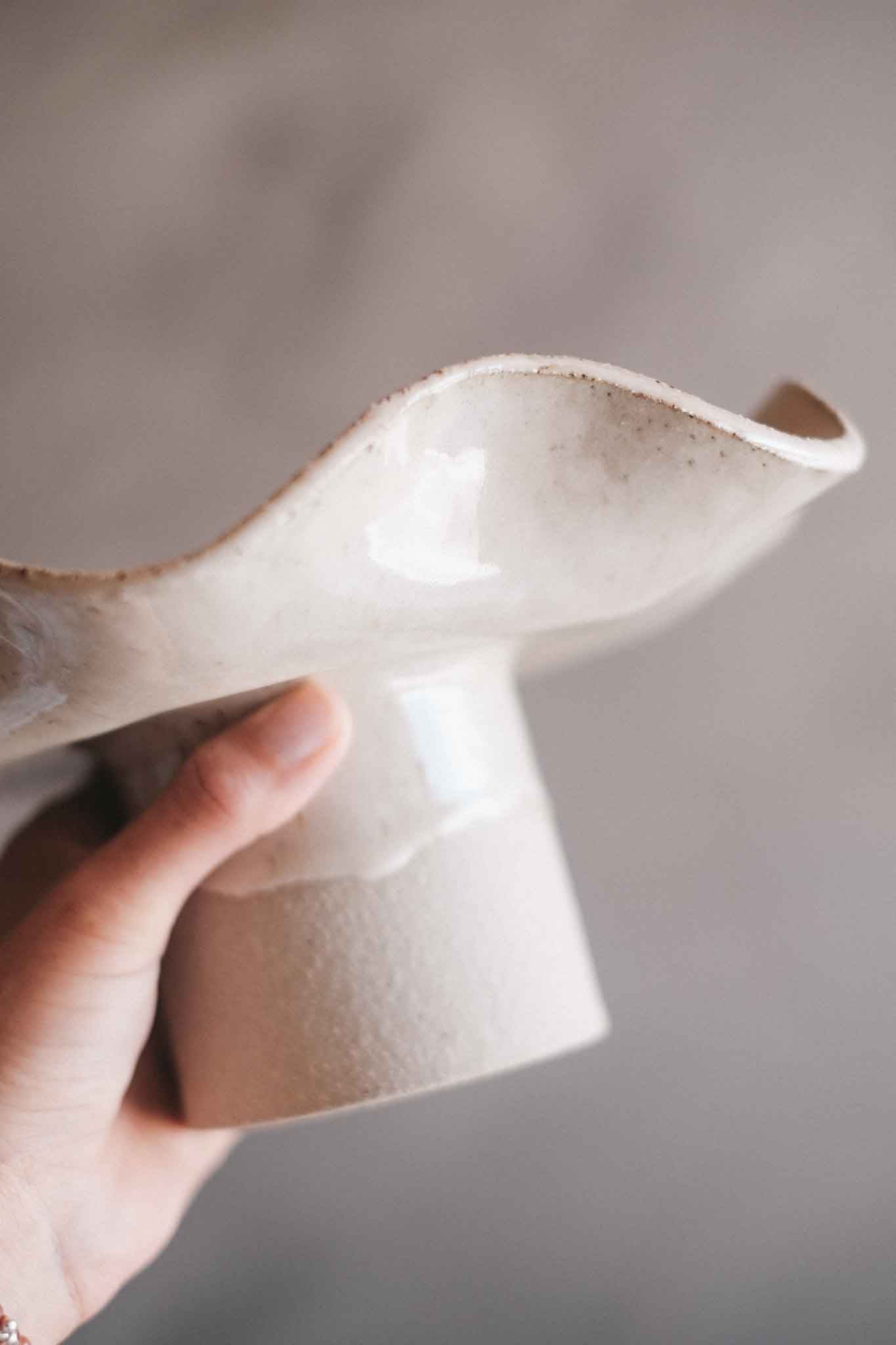 Pedestal Bowl with Organic Ruffle