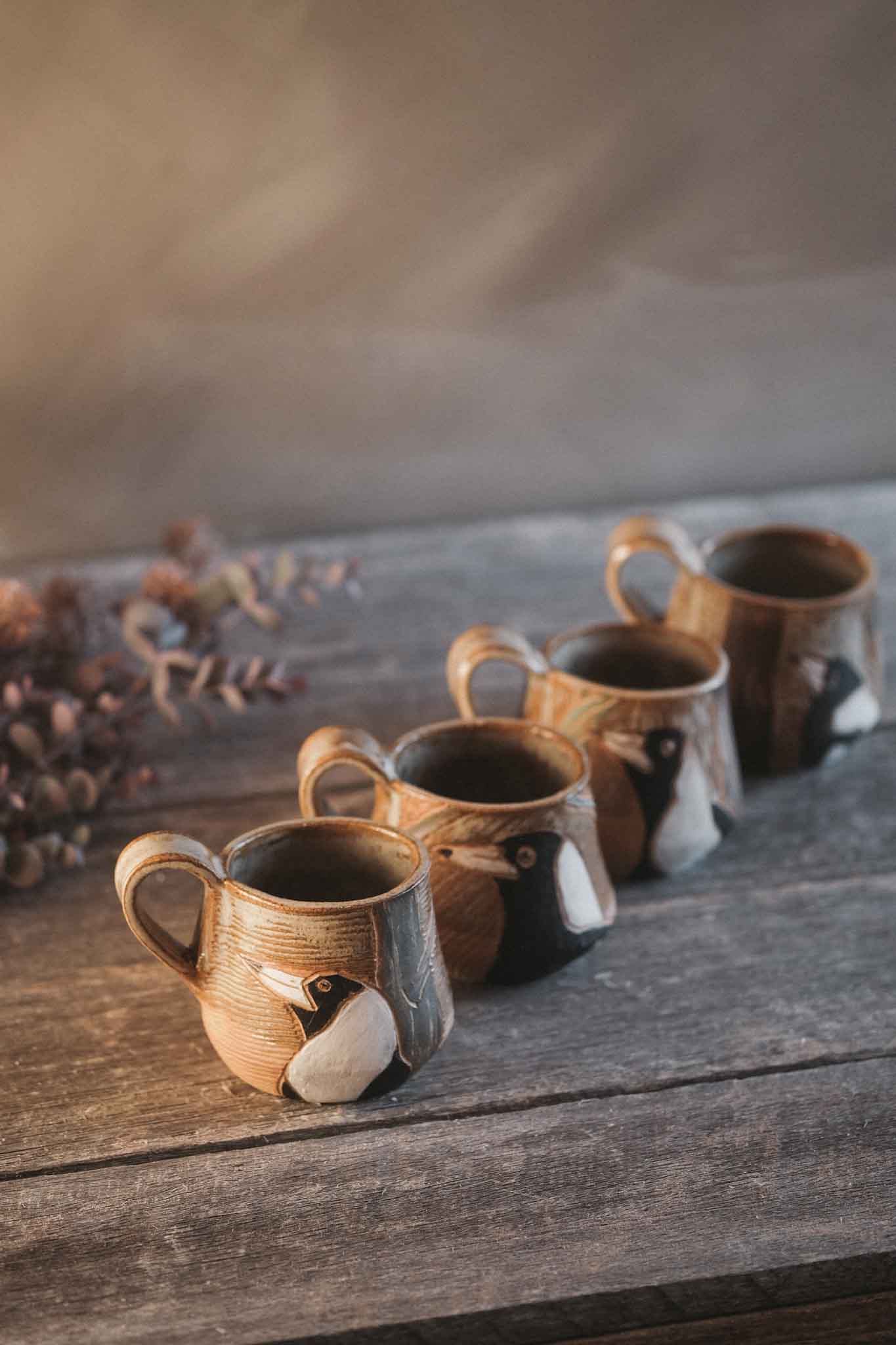 Carved Magpie Mug