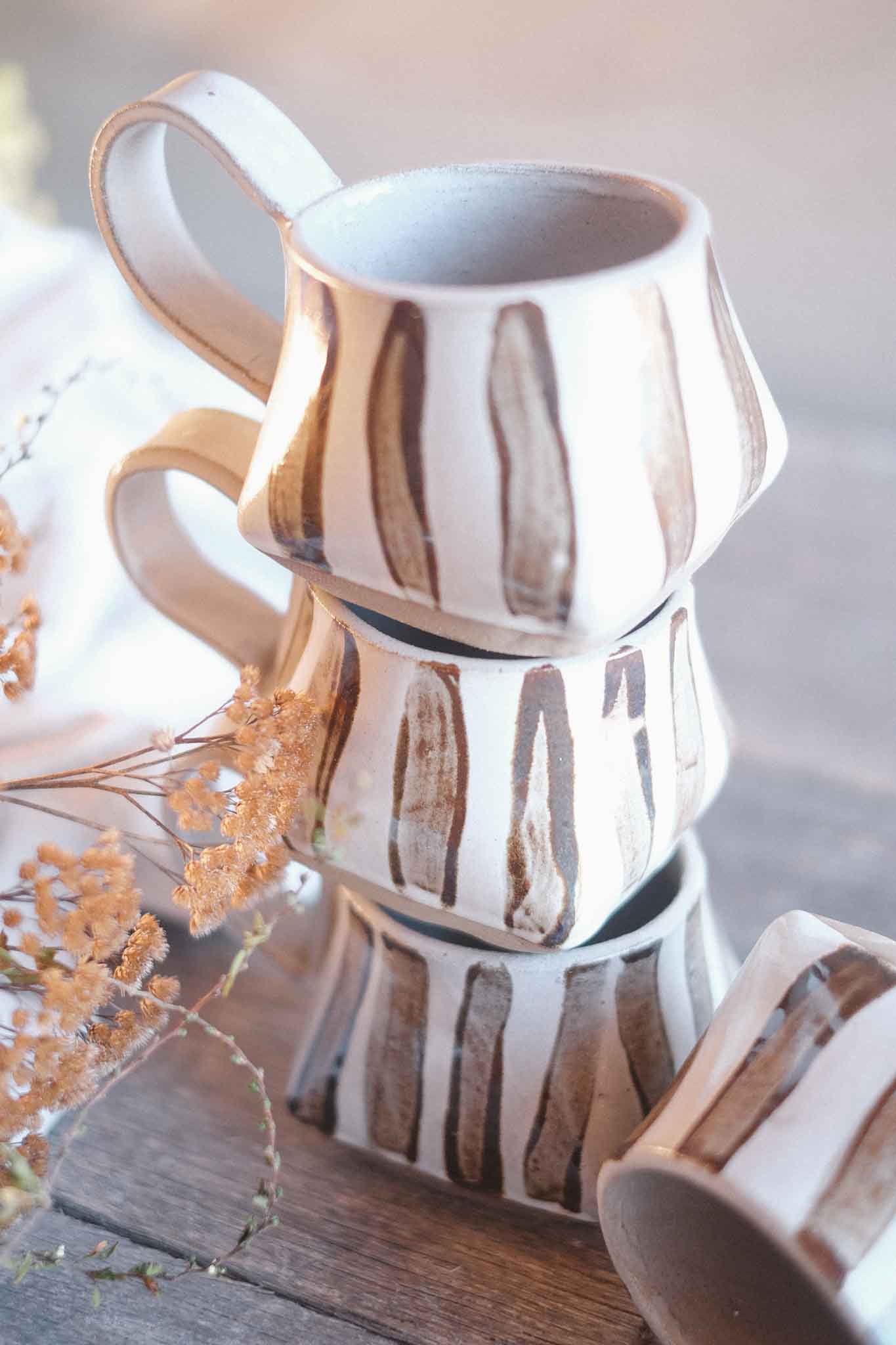The Folded Mug — Brown Striped 300ml