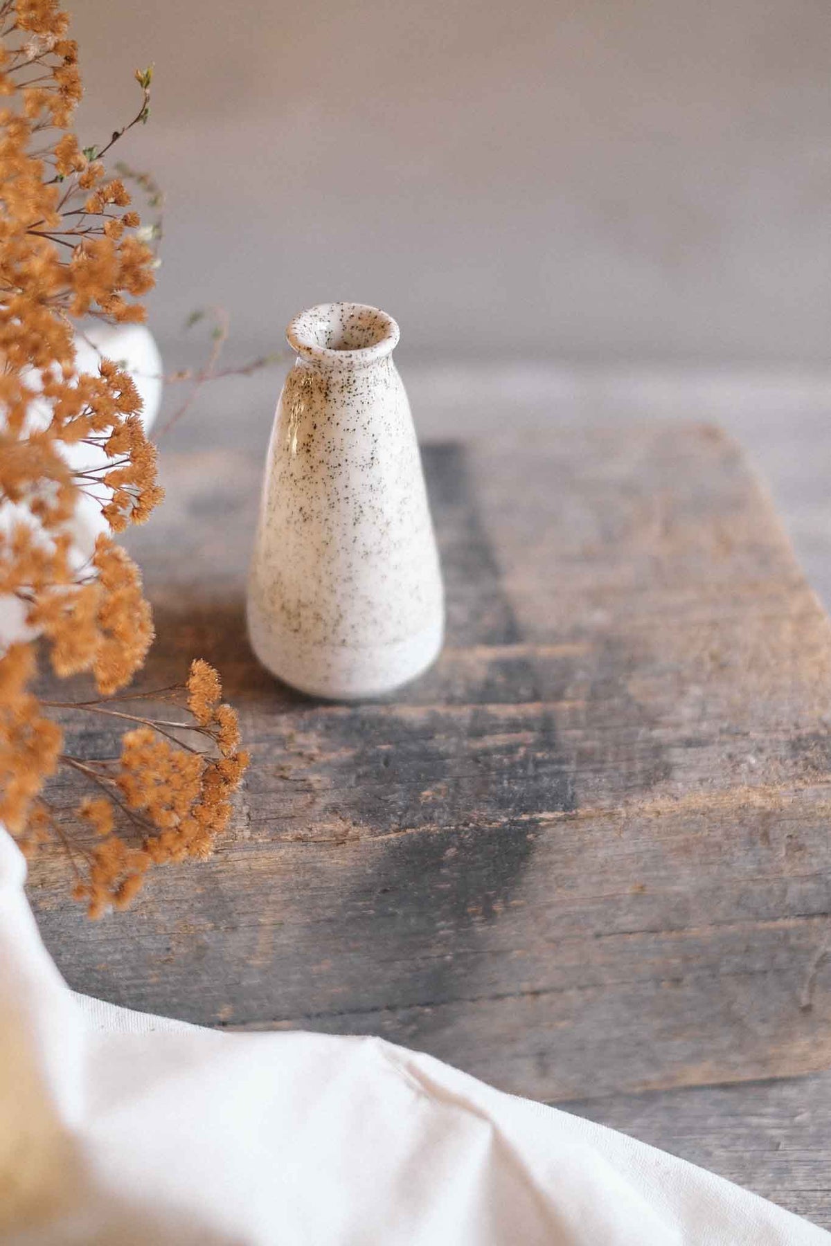 Bud Vase – White Speckle with Crackle Glaze
