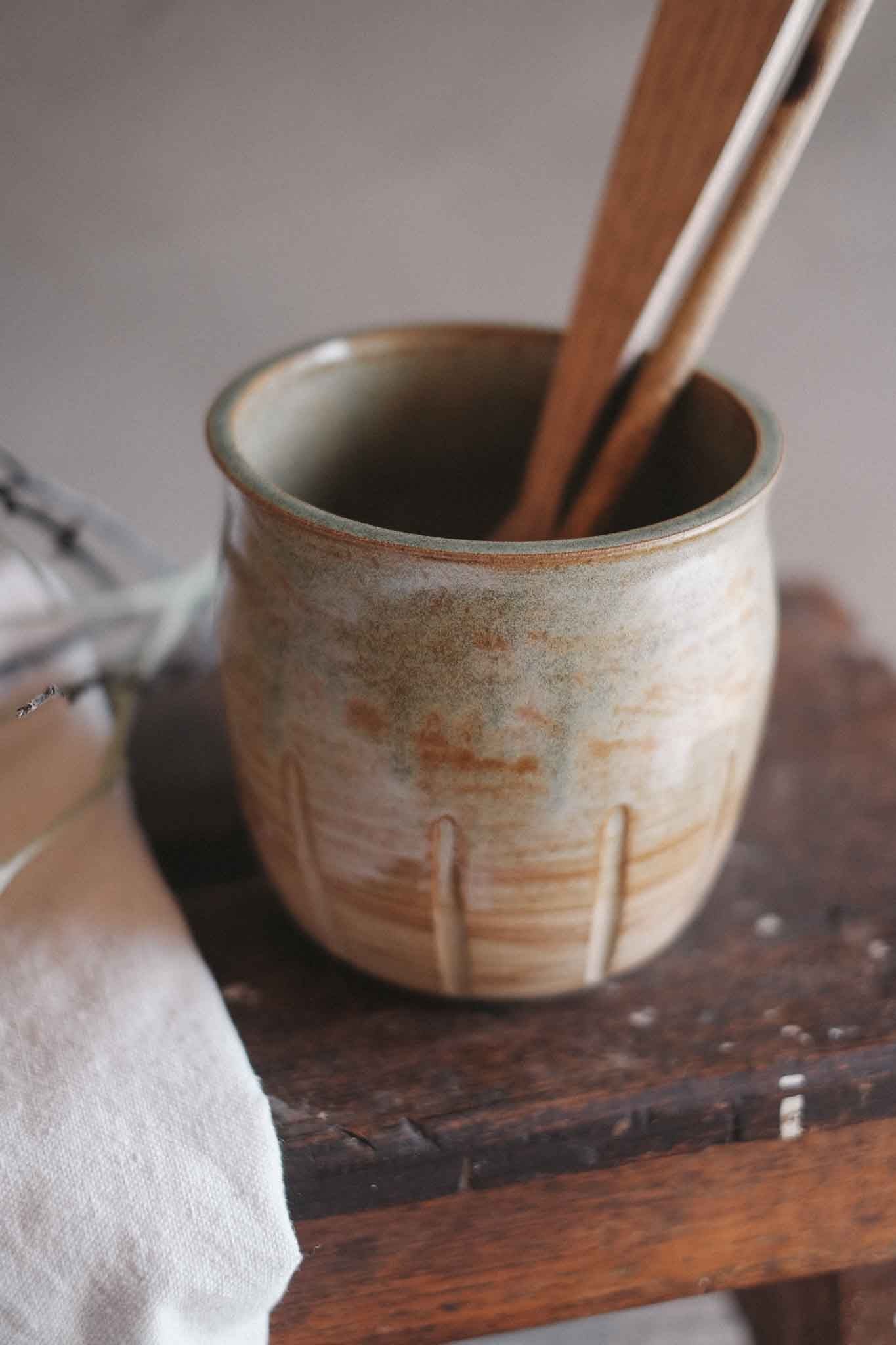 Sage-Glazed Utensil Holder