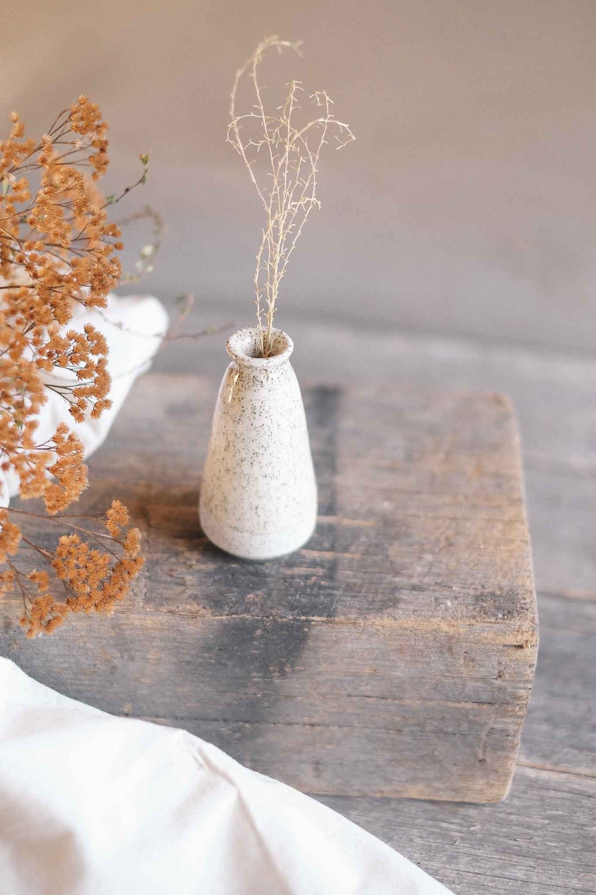 Bud Vase – White Speckle with Crackle Glaze