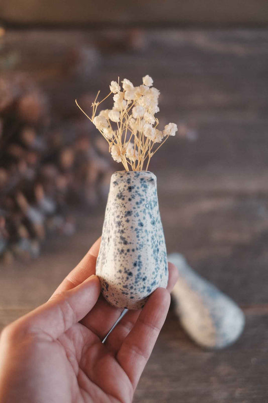 Magnetic Tiny Vase — Blue Splatter