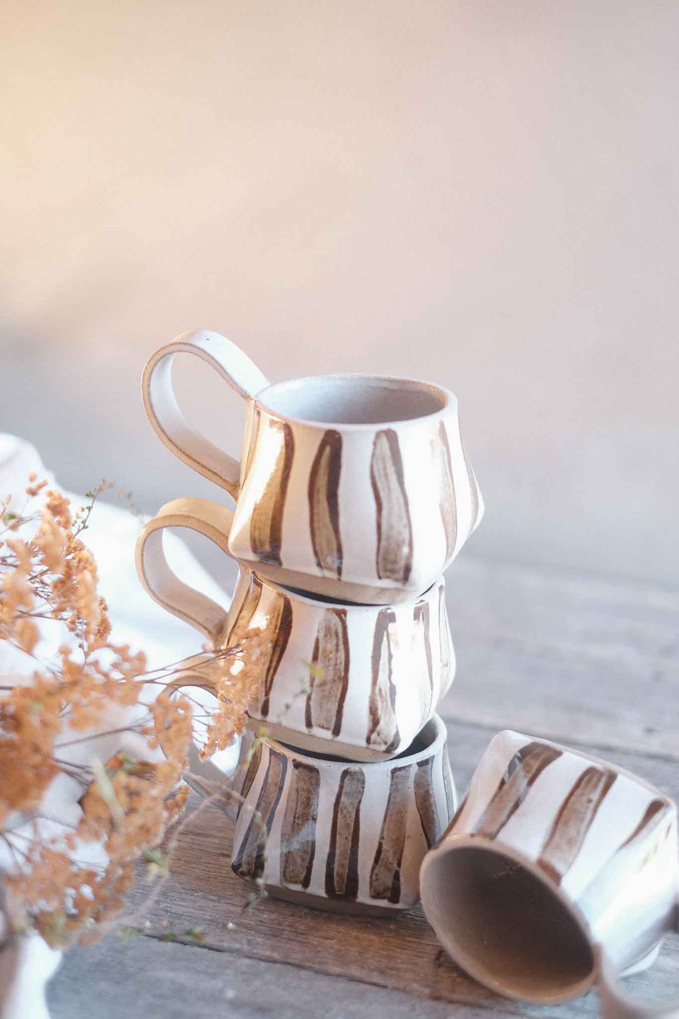 The Folded Mug — Brown Striped 300ml