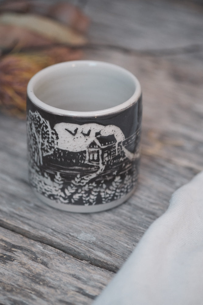 Carved Coastal Scene Latte Cup