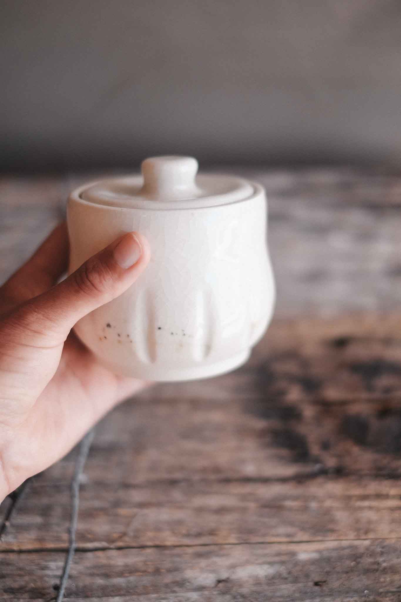 White Stoneware Jar — Snowflake Crackle Glaze