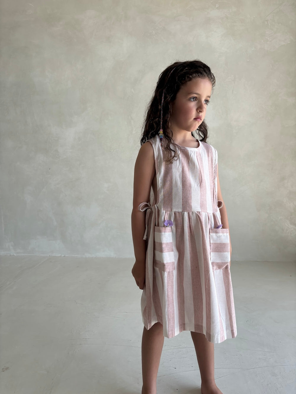 LINEN STRIPE DRESS | BLUSH