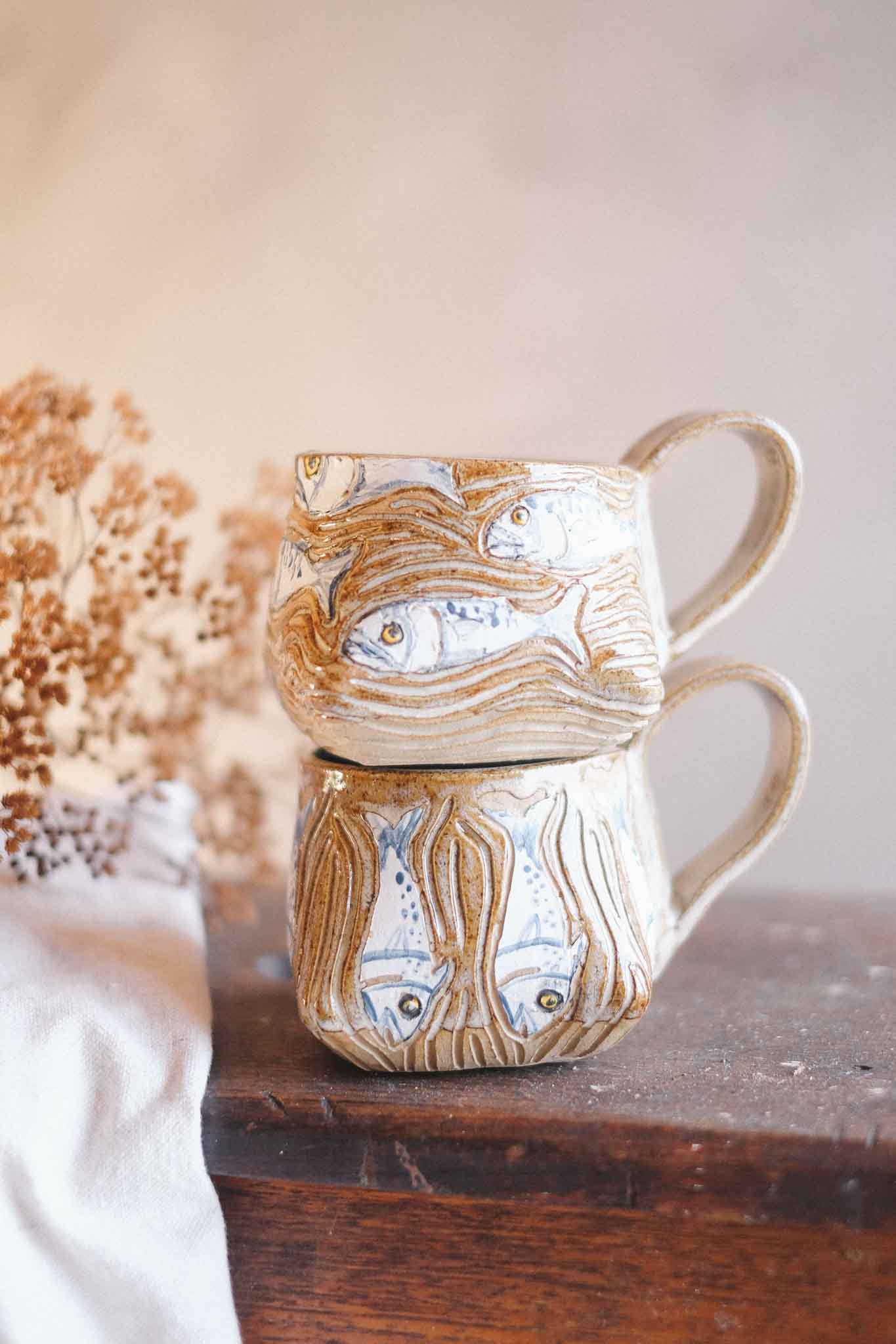 White Fishies Mug — Jane Chapman Collaboration —  300ml