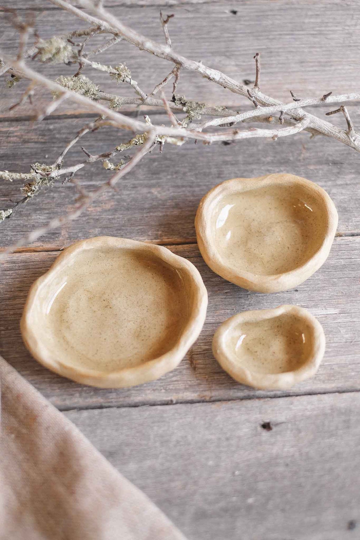 Rock Dishes – Set of 3 – Wild Clay, Clear Glaze