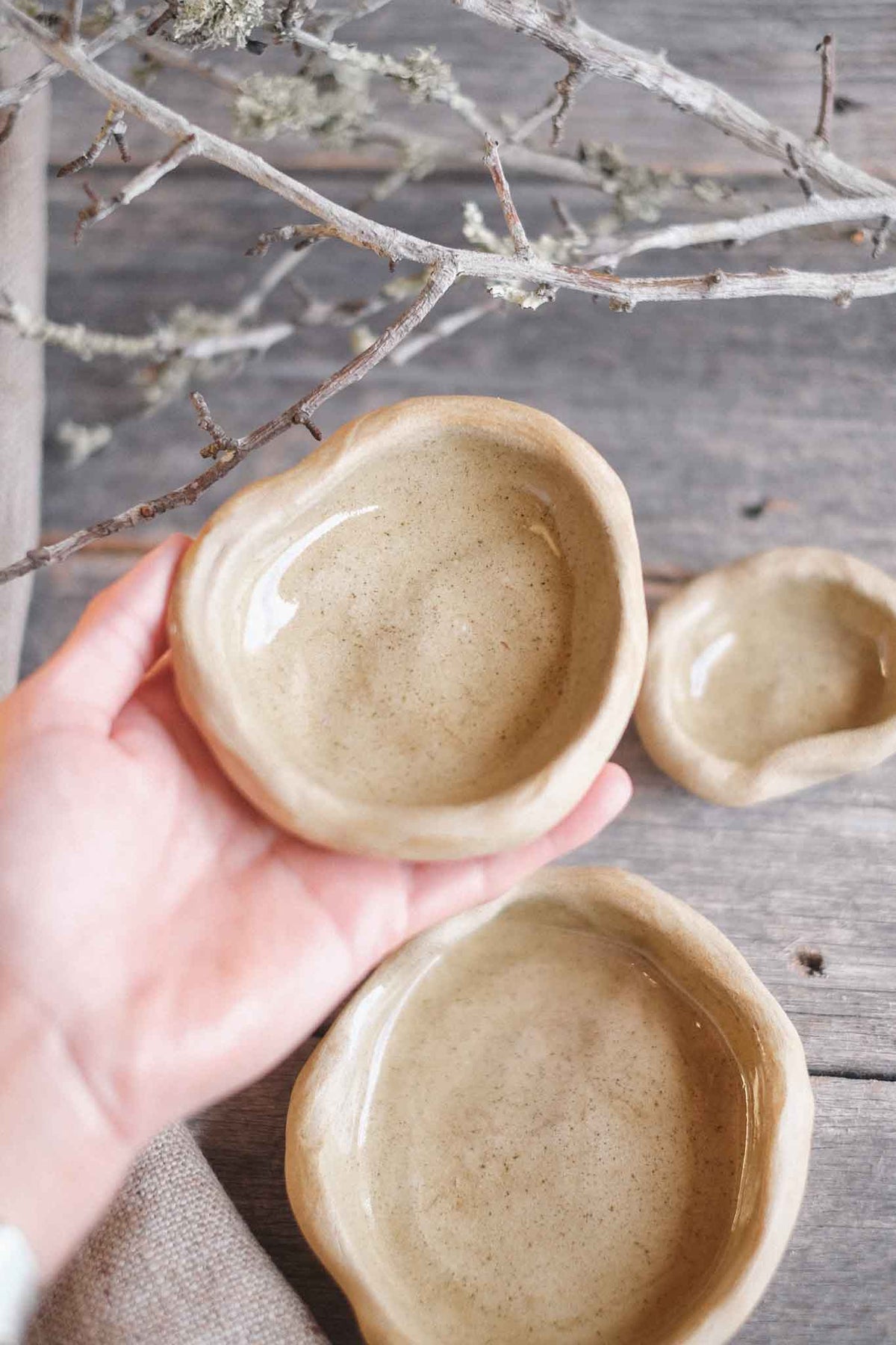 Rock Dishes – Set of 3 – Wild Clay, Clear Glaze