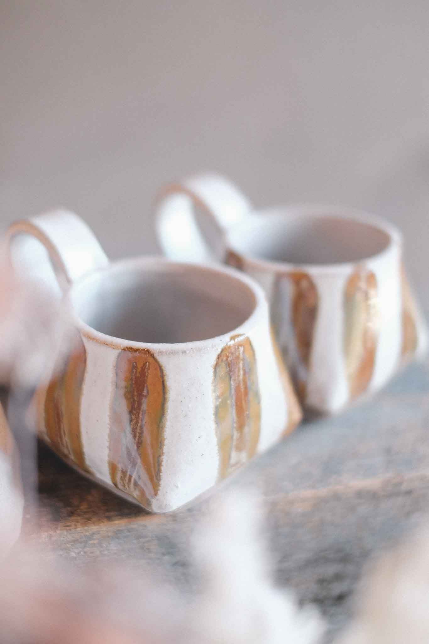 The Folded Mug — Lichen Striped