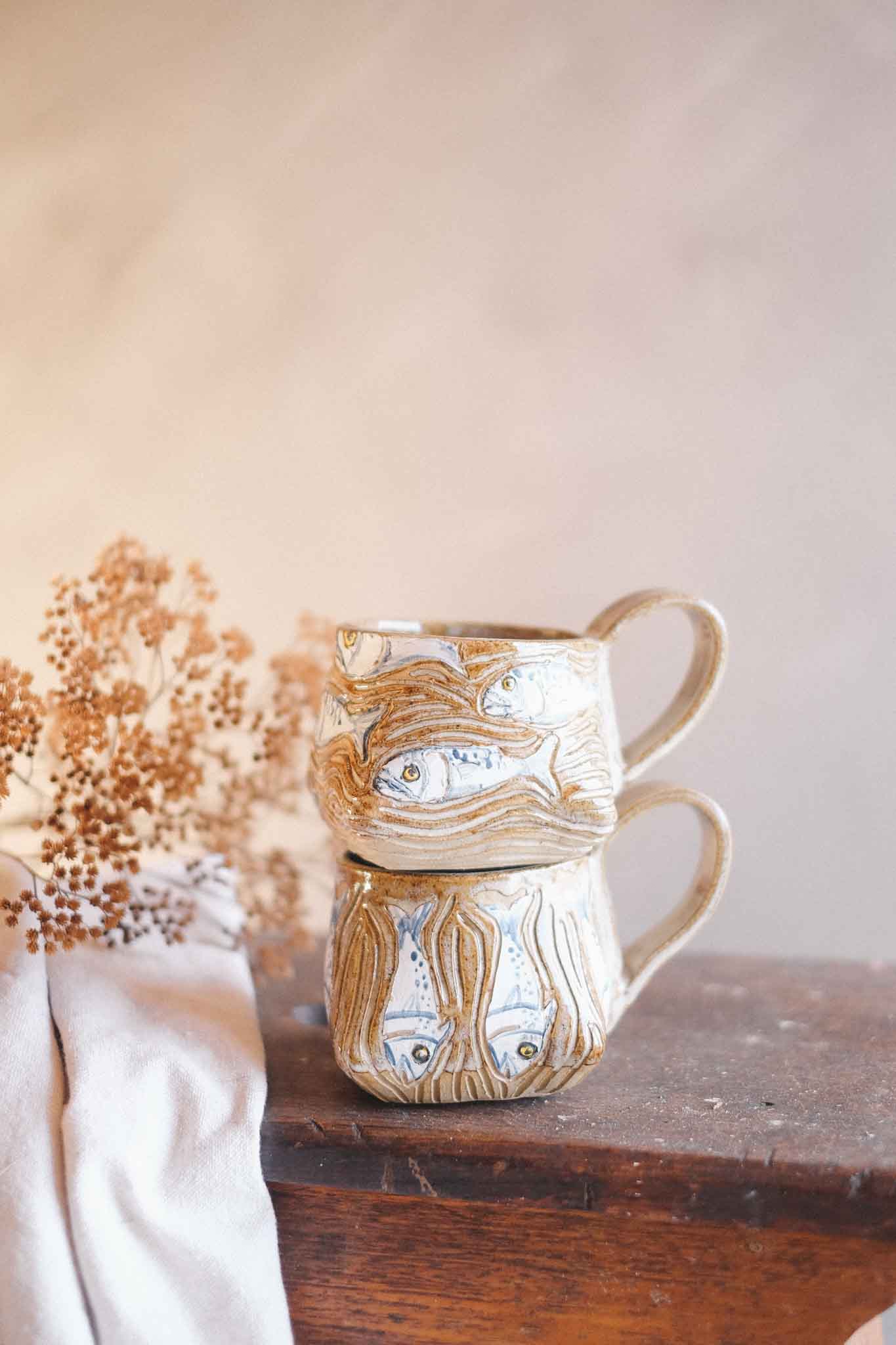 White Fishies Mug — Jane Chapman Collaboration —  300ml